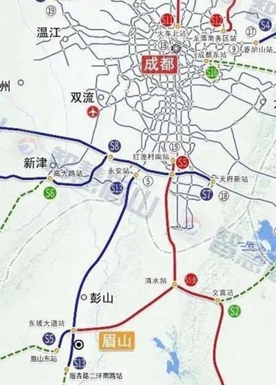 连接成都天府新区以及眉山和仁寿的轻轨市域快线,主线前往眉山市区