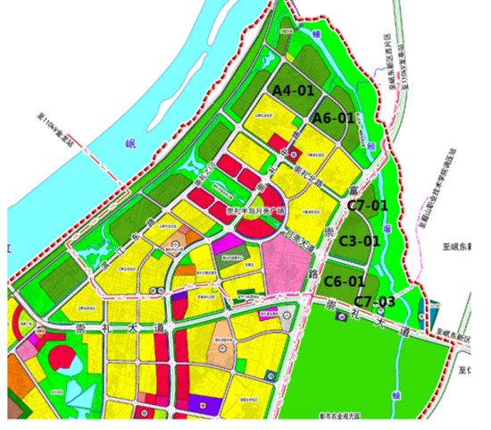 本次调整地块位于眉山市东坡区泡菜城与崇礼片区,涉及原控规c3-01,c6