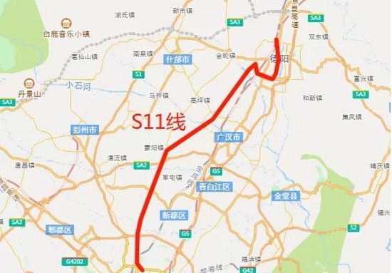 根據初步規劃,市域鐵路s11線起於成都地鐵韋家碾站,止於德陽市德陽